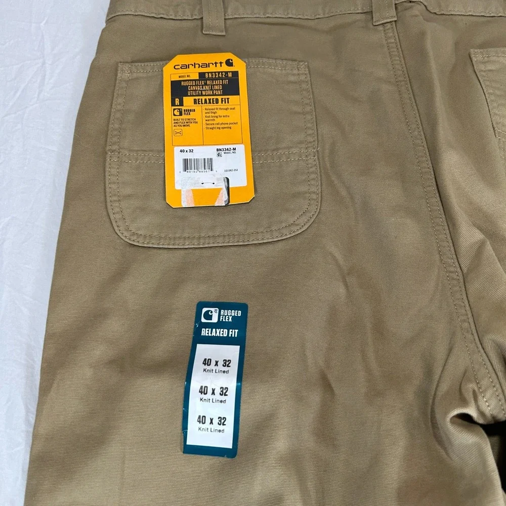 Carhartt Mens Rugged Flex Relaxed Fit Knit Lined Canvas Work Pant 40x32 BN3342-M